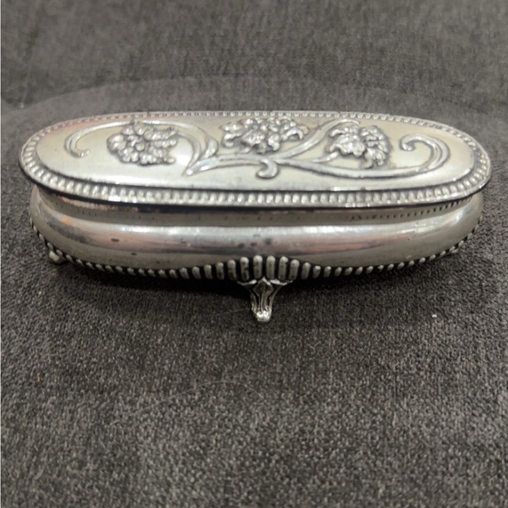 Vintage Silver Floral Pill Box